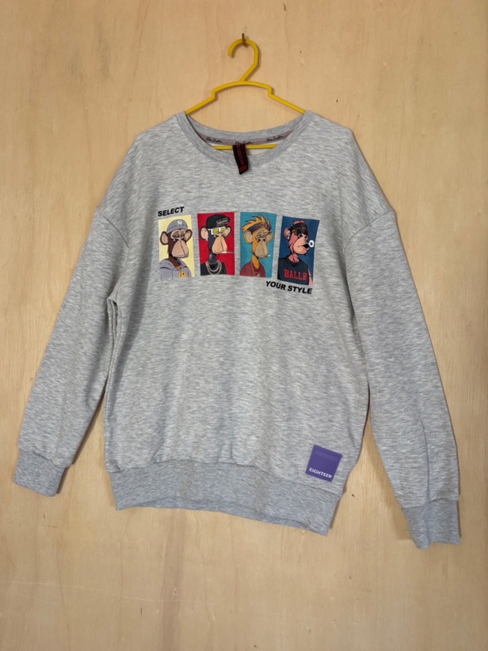 Grey Graphic Crewneck Sweatshirt - Cartoon Panel Design